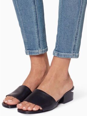 Alexander Wang Black Leather Open-Toe Slide Mule